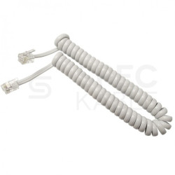 Kabel telefoniczny spiralny RJ10 4P4C słuchawkowy biały 2m