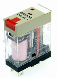 G2R-1-SNI 230AC(S), Przekaźnik, SPDT (1 styk), napięcie cewki 230VAC, obciążenie styku max. 10A, sygnalizacja LED + przycisk tes