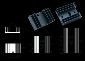 PR19/20/SE Ribbed heat sink, 20x29x12mm, 13.5K/W
