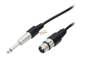 KABEL MIKROFONOWY GNIAZDO CANON WTYK JACK 6.3 MONO 1.5m XLR