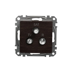 Gniazdo R/TV/SAT przelotowe (10dB), wenge, efekt drewna, Sedna Design i Elements SDD181488
