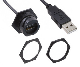 Kabel USB Złącze A USB A Złącze B USB A dł. 150mm Przewód przedłużający USB USB 2.0 kolor: Czarny