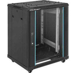 Qoltec Szafa RACK 19 15U 600 x 855 x 600 Hartowane drzwi Stojąca Nóżki + Kółka Stalowa obudowa Zamek