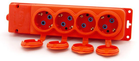 Listwa, gniazdo gumowe (TPE) poczwórne schuko IP44 4x16A 2P+Z, kolor pomarańczowy, TRGP-4SCH