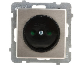 SONATA Gniazdo pojedyncze b/u z przesłonami stal inox GP-1RMP/m/37