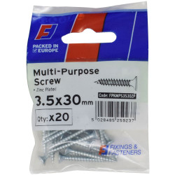 ForgeFix FPKMPS3530ZP Multi-Purpose Pozi Screw CSK ST ZP 3.5 x 30mm ForgePack 20