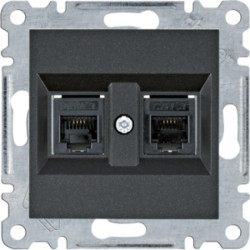 Lumina Gniazdo telefoniczne podwójne RJ11 czarne WL2023