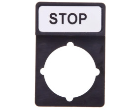 Tabliczka opisowa STOP 44x30mm czarna prostokątna ST22-1901\P03