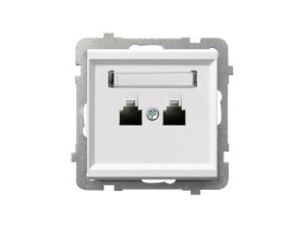 SONATA Gniazdo telefoniczne podwójne równoległe biały GPT-2RR/m/00 OSPEL