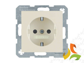 B.Kwadrat/S.1 Gniazdo z uziemieniem schuko z przesłonami i podwyższoną ochroną styków (samozaciski) krem połysk 47238982 HAGER