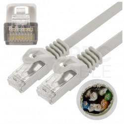 Patchcord FTP kat.5e kabel sieciowy LAN 2x RJ45 linka PVC szary 0,5m NEKU