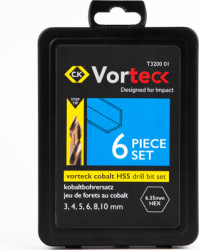 Vorteck Cobalt HSS Drill Bits Set, 6-pcs