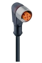 Kabel konfekcjonowany jednostronnie M12 5-pinowy złącze żeńskie kątowe z samoblokującym gwintem kodowanie A PUR RKWT 5-228/20 M