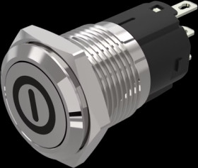 Vandal-proof pushbutton switch, silver, unlit , mounting Ø 16 mm, IP65/IP67, 82-4151.2000.B001