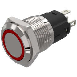 EAO 82-4151.11A4 Illum. PButton mom. 16mm St.Steel flush/flat ring red/grn 24V