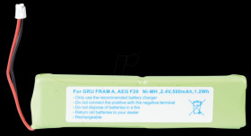 Cordless phone battery, NiMH, 2,4 V, 500 mAh