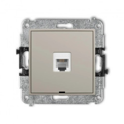 MINI Mechanizm gniazda telefonicznego pojedynczego 1xRJ11, 4-stykowy, beznarzędziowe, bez pola opisowego taupe 60MGTBO-1