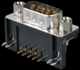 D-SUB plug, 9-pin, angled, RM 9.4