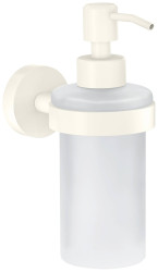 tesa® Dozownik mydła MOON WHITE, matowy biały, dozownik z pompką wykonany z matowego szkła, 200 ml - bez wiercenia, w ty
