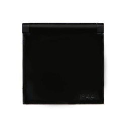 Simon 54 Pokrywa gniazda do wersji IP44 z przesłonami, klapka czarna *Wymagana uszczelka IP44 do ramki DGZ1BUZP/49