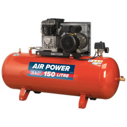 Sealey SAC1153B Compressor 150ltr Belt Drive 3hp With Cast Cylinders