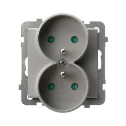 SONATA Gniazdo podwójne z uziemieniem z przesłonami torów prądowych, moduł bez ramki kaszmir GP-2RRZP/m/82