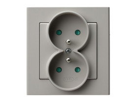 SONATA Gniazdo podwójne z uziemieniem z przesłonami kompletne z ramką kaszmirowy GP-2RZP/82 OSPEL