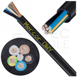 Kabel warsztatowy OWY / H05VV-F 5x2,5mm2 czarny 300/500V giętki linka Mercor