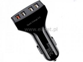 Ładowarka sam. 3.0 czarna 4x USB 2,4A; szybka