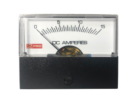 Amperomierz analogowy panelowy DC zakres 0 → 15 (Input)A wysokość wycięcia: 57mm wartość 15 (Input)A ±1,5% +60°C