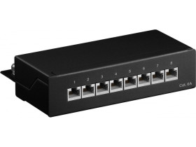 Patch Panel CAT 6a panel krosowy mini/biurkowy, 8 portów czarny