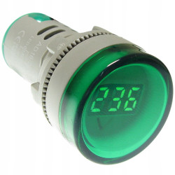 500V AC LED Voltage Meter, Round, Green