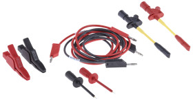 Zestaw przewodów pomiarowych, zawartość: Zacisk krokodylkowy, grot sondy x 2, przewód pomiarowy x 2, grot pomiarowy x 2