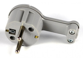 Wtyczka kątowa ULTRA PŁASKA 2P+Z 16A ze składanym płaskim uchwytem kolor szary WT-16UP SZ