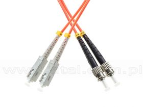 Patchcord światłowodowy wielomodowy SC/UPC-ST/UPC, 50/125, dupleks, włókno OM2 długość 15m