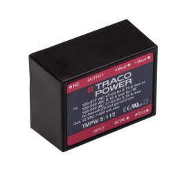 Zasilacz impulsowy nap. wyjściowe: 12V dc 5W 420mA 1 wyjście nap. wejściowe: 90 → 305V ac Do montażu na płytce