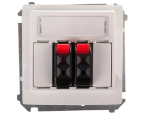 Simon Basic Gniazdo głośnikowe podwójne z polem opisowym białe BMGL3.01/11