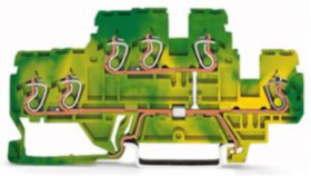3-wire double level terminal block, spring-clamp connection, 0.08-2.5 mm², 2 pole, 24 A, 6 kV, yellow/green, 870-537