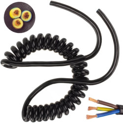 Przewód OMY spiralny H03VVH8-F 3x0,75 0,3m / 1,7m czarny