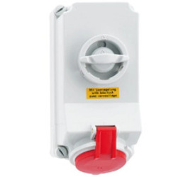 Gniazdo stałe z wyłącznikiem i blok. 32A 5P 400V 6h IP44 Quick-Connect 16043
