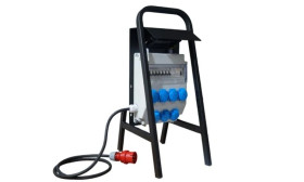 Rozdzielnica budowlana ERB32R6 z oświetleniem, na stojaku, IP54, gniazda: 2x CEE 32A, 7x GS 230V