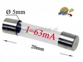 63mA bezpiecznik szklany; szybki; 5x20mm
