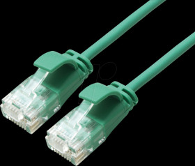 21443930 Cat.6a slim patch cable, UTP, green, 0.15m