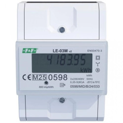 Licznik energii elektrycznej 3-fazowy 80A jednotaryfowy 230/400V z wyświetlaczem LCD LE-03M