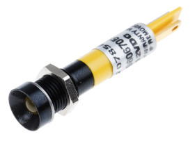 Lampka kontrolna do montażu panelowego 12V dc, Żółta 8mm LED Końcówka lutownicza RS PRO