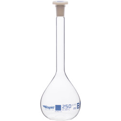 Rapid EGL0448G Volumetric Flask with PE Stopper, Class-B, 250 ml pack of 2