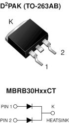 MBRB30HxxCT Dual Common Cathode Schottky Rectifier High Barrier Technology for Improved High Temperature Performance