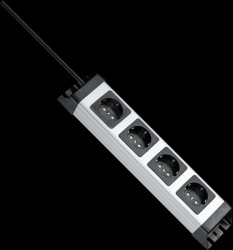 226120010 POWERversal socket strip, 4-way, 1.4 m, silver/black