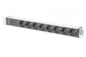 Listwa zasilająca PDU 19 Rack 8x gniazdo schuko 2m 1x wtyk C14 10A aluminiowa DN-95410