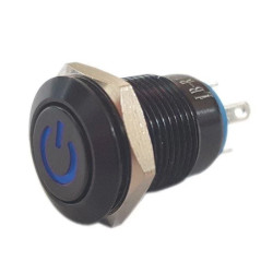 Przycisk wandaloodporny PBWB-12APW czarny POWER bistabilny 2A 250V klawisz płaski podśw niebieskie